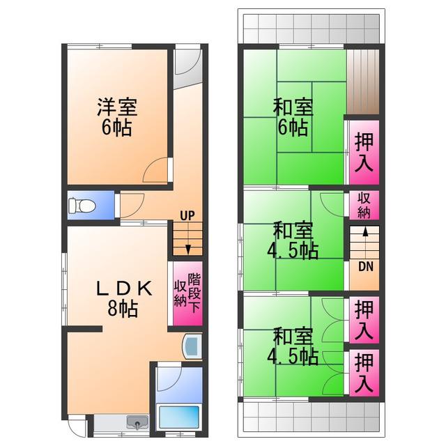 南海電鉄南海本線 二色浜駅 徒歩10分 2階建 築50年(3LDK)の間取り写真