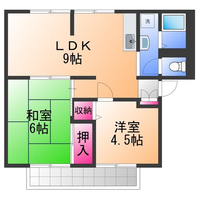 サンライフ西大路(2LDK/1階)の間取り写真