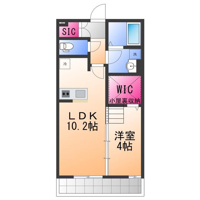 プレミール北信太(1LDK/2階)の間取り写真
