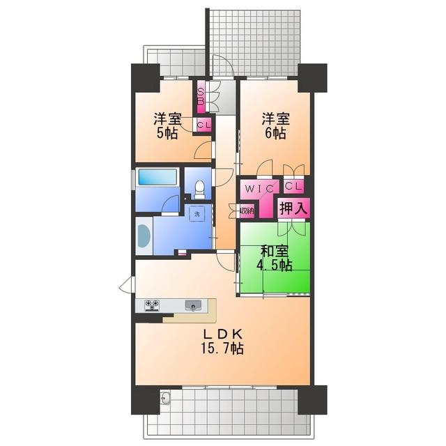 プレイズ泉大津(3LDK/10階)の間取り写真