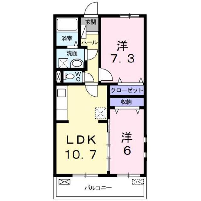 エテルノ貝塚B(2LDK/3階)の間取り写真