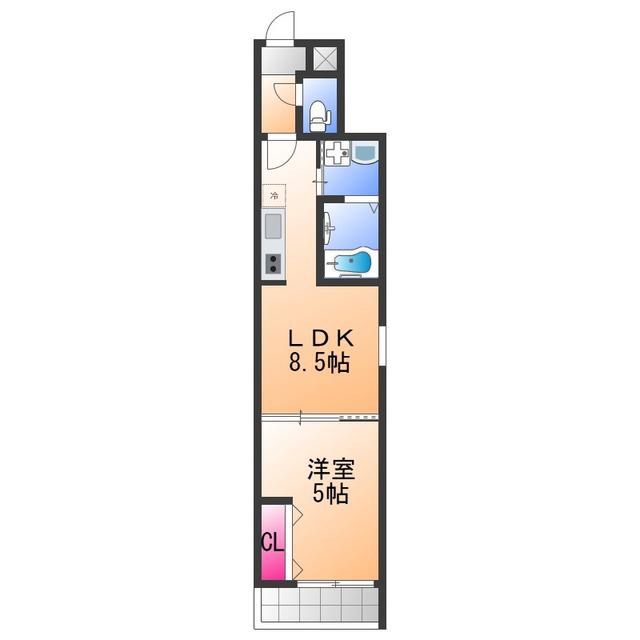 フジパレス助松町ノース(1LDK/3階)の間取り写真