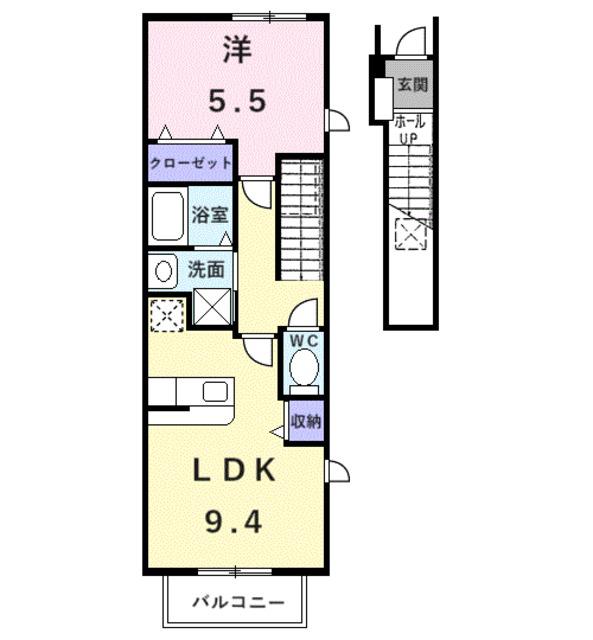 ソルシェール和泉中央1(1LDK/2階)の間取り写真