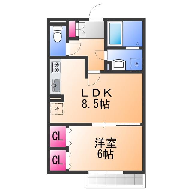 RINON東貝塚(1LDK/2階)の間取り写真