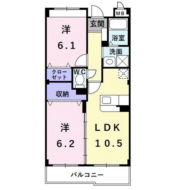 アンダンテ(2LDK/2階)の間取り写真