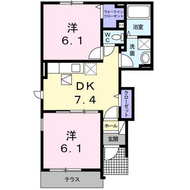 水間鉄道水間線 水間観音駅 徒歩3分 2階建 築17年(2DK/1階)の間取り写真
