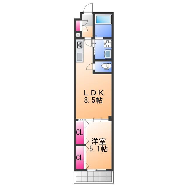 フォレストクリエオーレ高師浜(1LDK/3階)の間取り写真