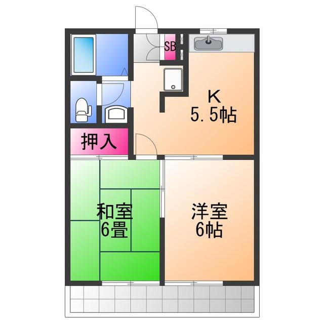 エステートピアサンピース(2K/2階)の間取り写真
