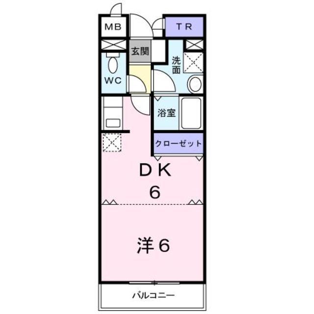 フォンテーヌ 南館(1DK/2階)の間取り写真