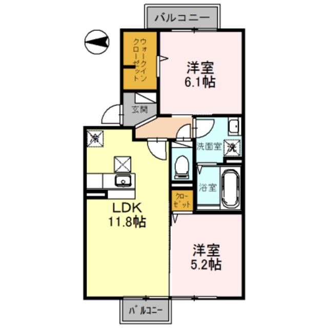 リバーウエスト(2LDK/1階)の間取り写真
