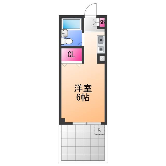 WAVE HOUSE(1K/4階)の間取り写真