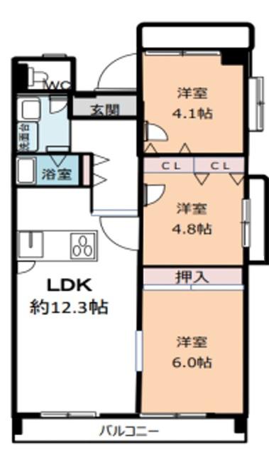 パストラル和泉(3LDK/6階)の間取り写真