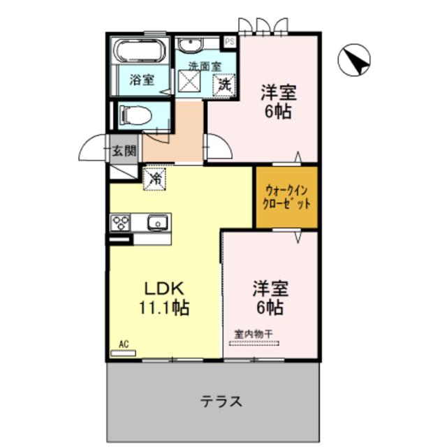セジュール優(2LDK/1階)の間取り写真