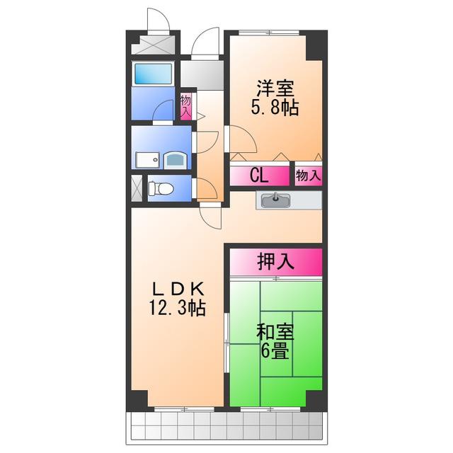 エルソレーユ(2LDK/7階)の間取り写真