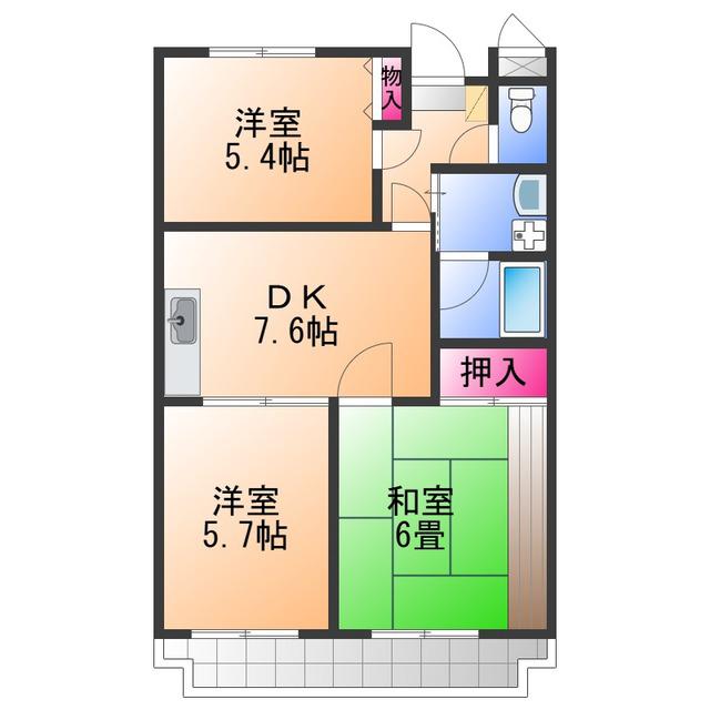 オリーブ阪南(3DK/3階)の間取り写真