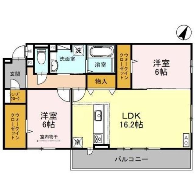 FONTANA B棟(2LDK/2階)の間取り写真
