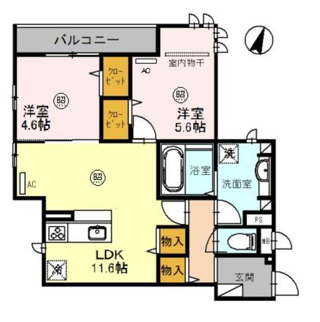 ヴィア・ラッテア(2LDK/3階)の間取り写真