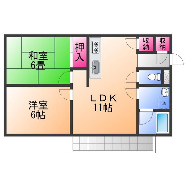 エイチ・ツーオー岸和田(2LDK/3階)の間取り写真
