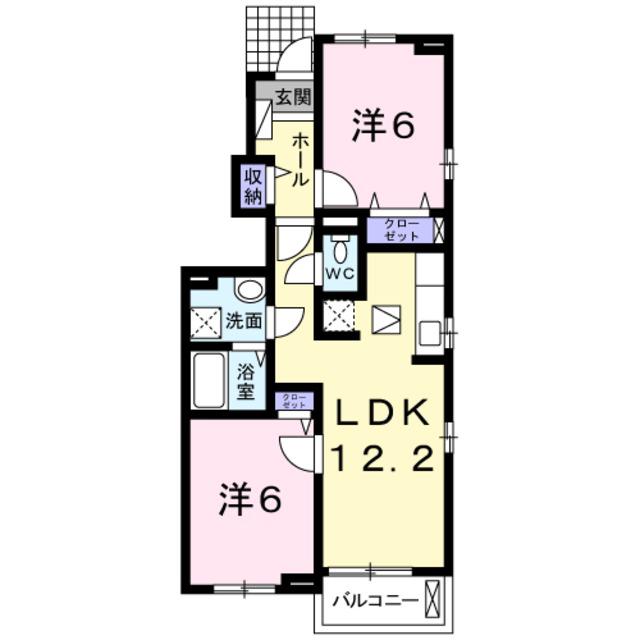 サイプレス2(2LDK/1階)の間取り写真
