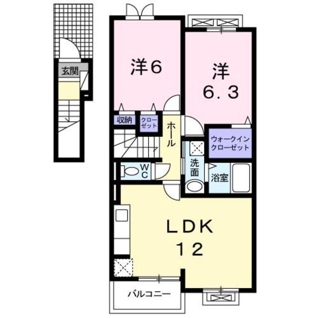 ユニゾン(2LDK/2階)の間取り写真