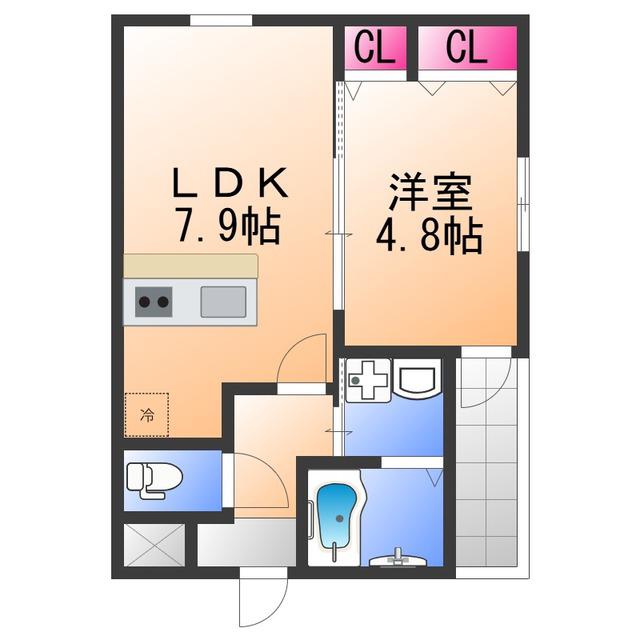 フジパレス高石千代田Ⅰ番館(1LDK/1階)の間取り写真