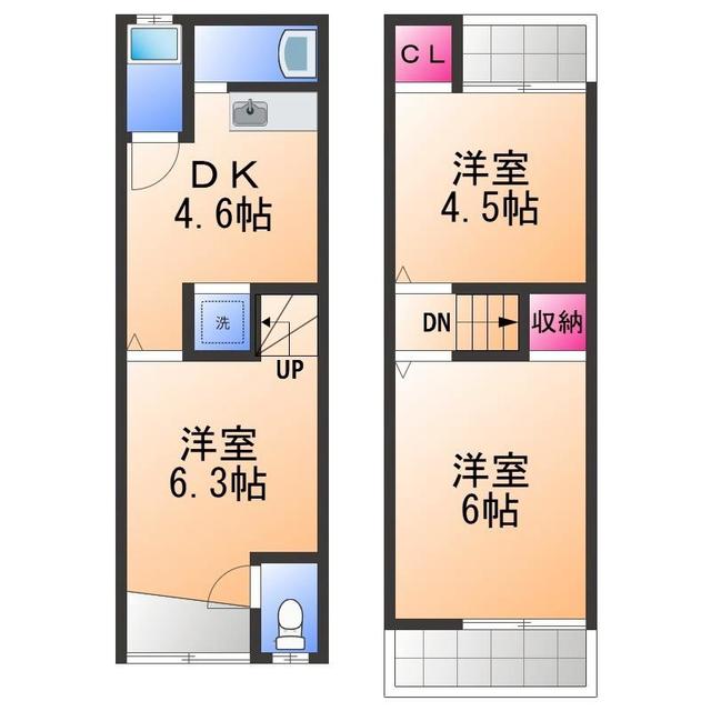 阪和線 北信太駅 徒歩13分 2階建 築56年(3DK)の間取り写真