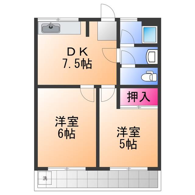 共立マンション戎(2DK/2階)の間取り写真