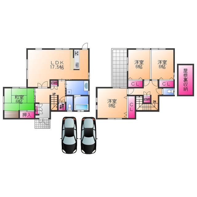 阪和線 新家駅 徒歩19分 2階建 築23年(4LDK)の間取り写真