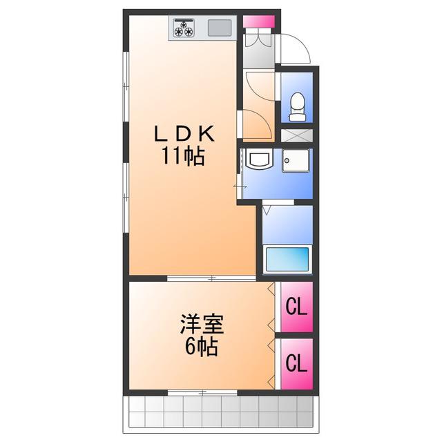 プレステージフジ久米田壱番館(1LDK/1階)の間取り写真