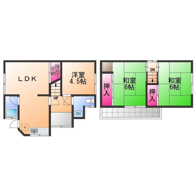 阪和線 和泉府中駅 徒歩8分 2階建 築53年(3LDK)の間取り写真