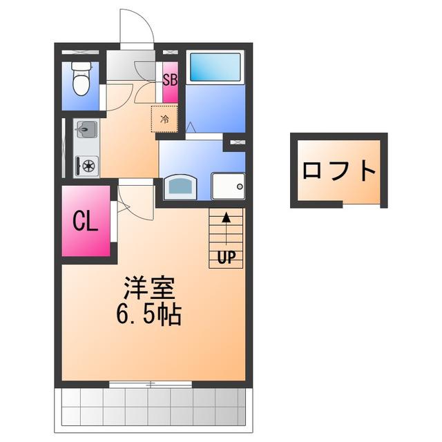 セジュールZENZO B棟(1K/2階)の間取り写真