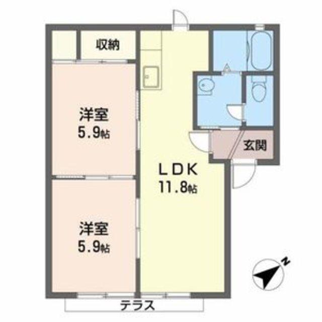 パーミーハイツ(2LDK/1階)の間取り写真