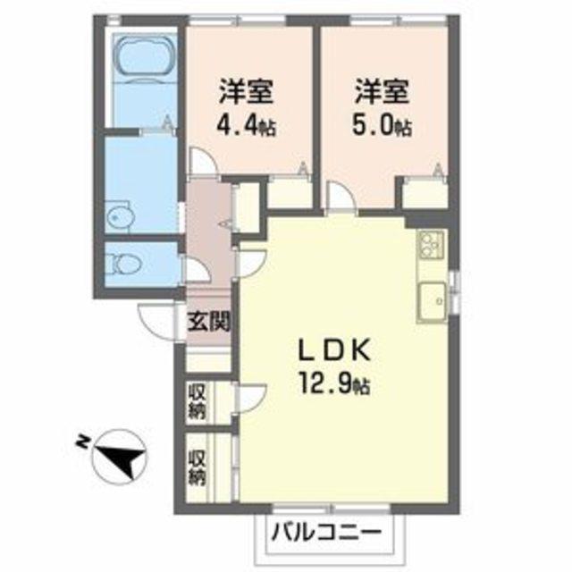 ガーデンハイツ・古谷E(2LDK/2階)の間取り写真