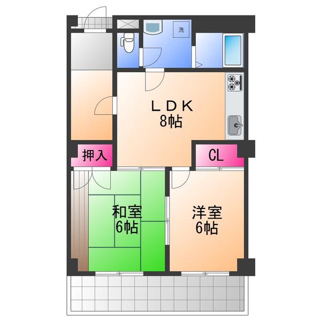 メゾン・ロゼ(2LDK/3階)の間取り写真