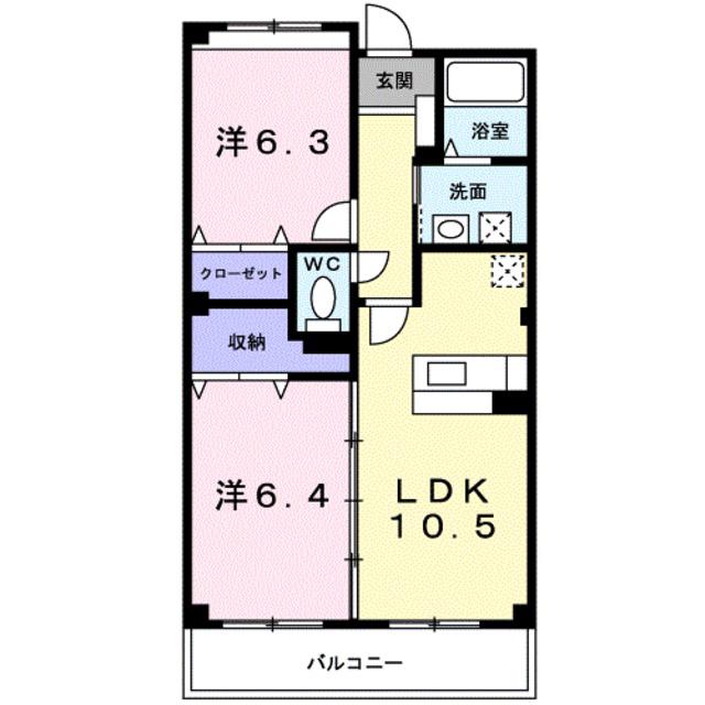 アンダンテ(2LDK/2階)の間取り写真