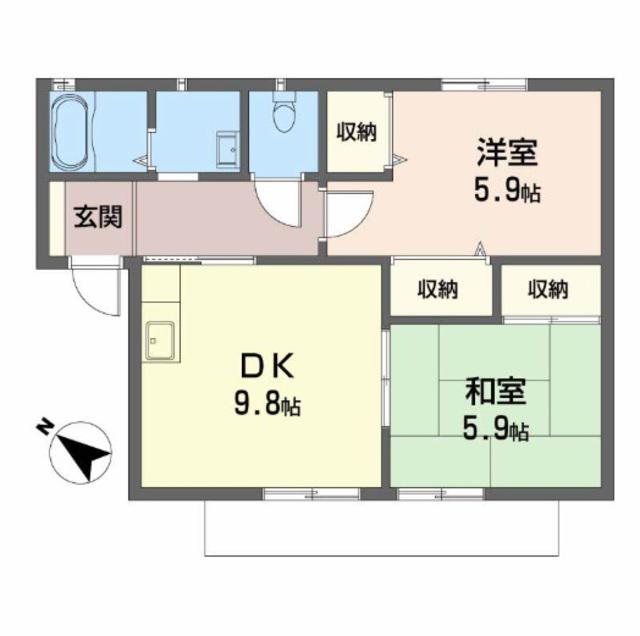 カーサワケダ(2DK/1階)の間取り写真
