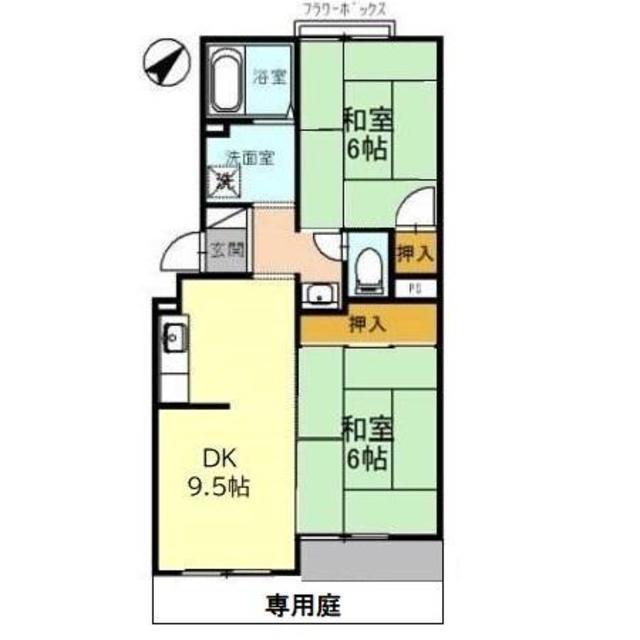 トリヴァン加守田(2DK/1階)の間取り写真