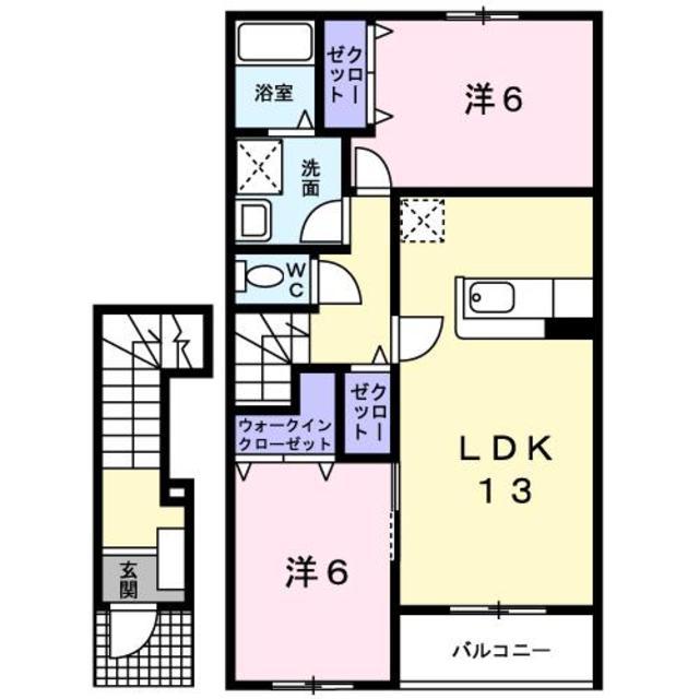 ソレイユ2(2LDK/2階)の間取り写真