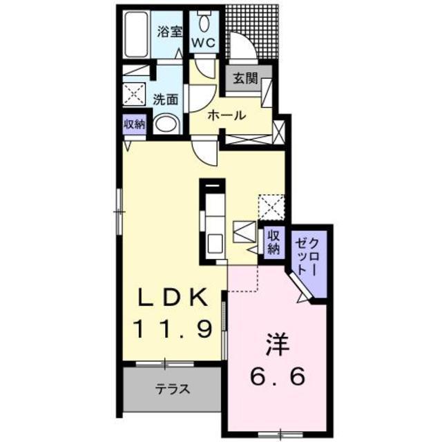 イルミナール(1LDK/1階)の間取り写真