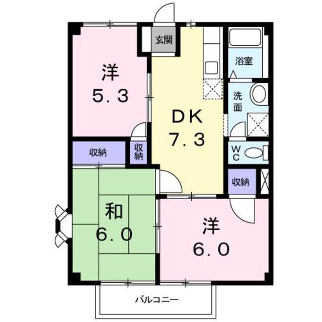 サウスタウンS(3DK/2階)の間取り写真