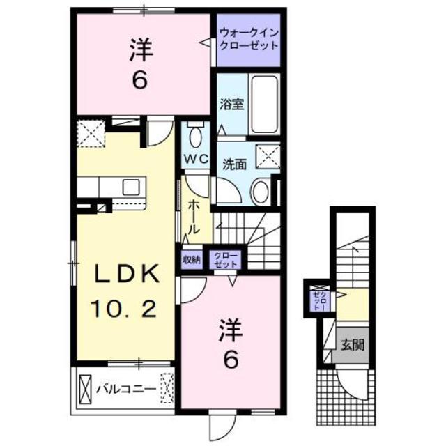 プリムローズ二色3(2LDK/2階)の間取り写真
