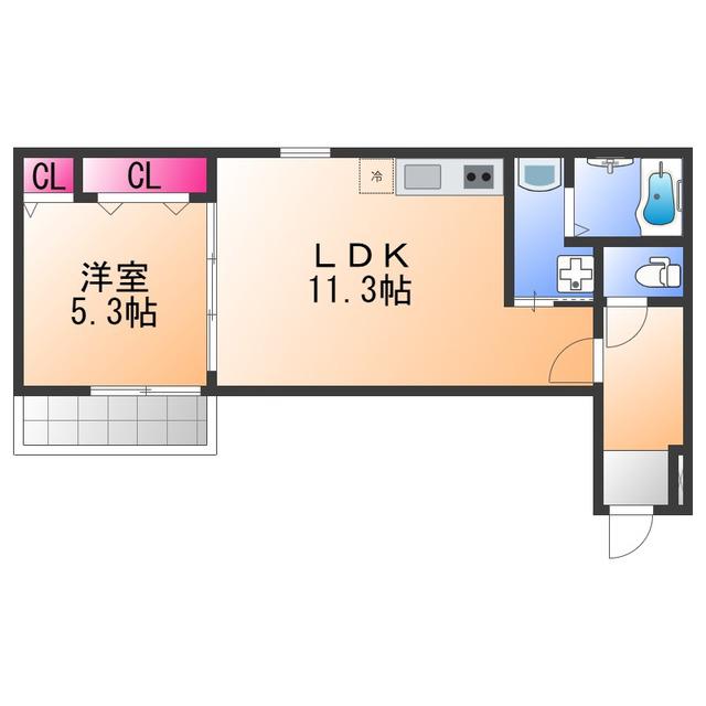 ポルボロン(1LDK/1階)の間取り写真