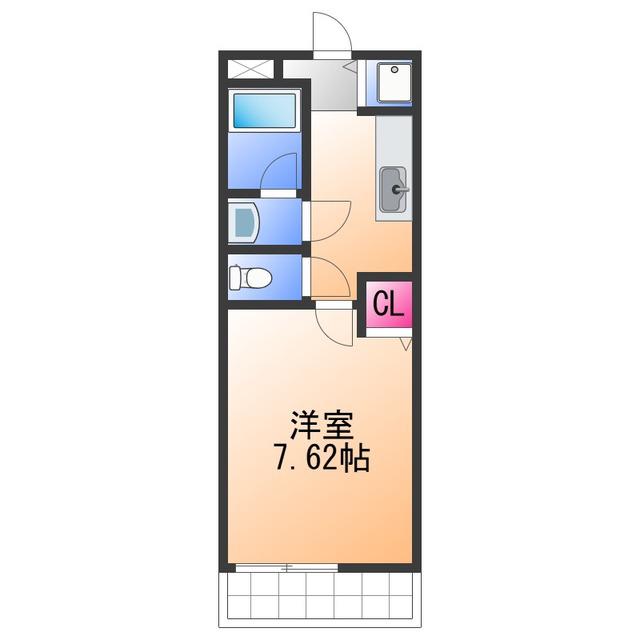 カルティエ3M(1K/2階)の間取り写真