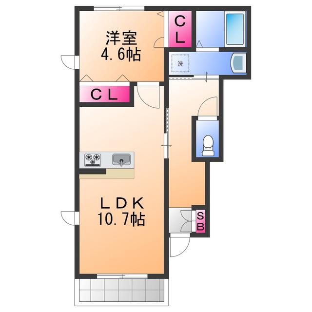 PRIME MAISON(1LDK/1階)の間取り写真