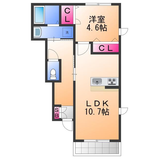 PRIME MAISON(1LDK/1階)の間取り写真