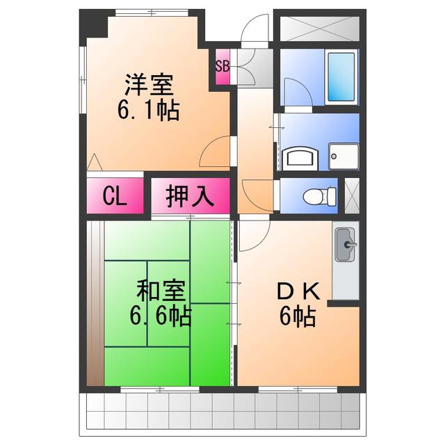 エトワール泉大津(2K/4階)の間取り写真