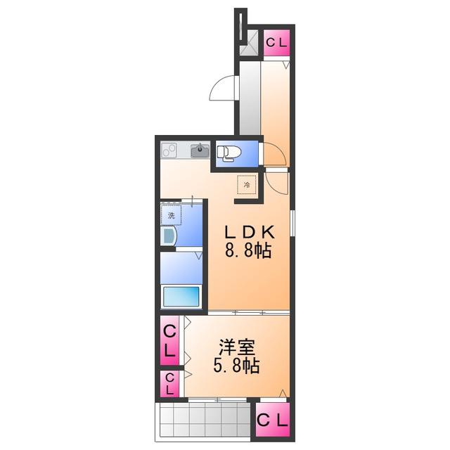 フジパレス レーヴⅡ番館(1LDK/2階)の間取り写真
