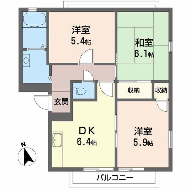 リッチネス阪南B棟(3DK/2階)の間取り写真