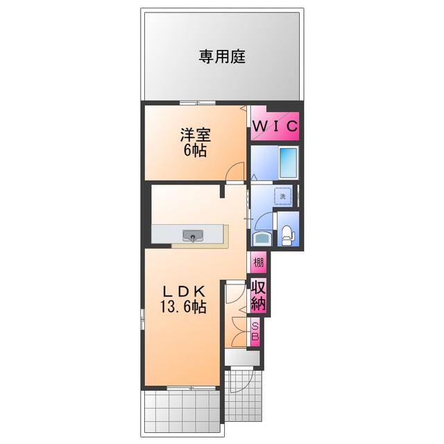 ウエストリヴァー和泉鳥取(1LDK/1階)の間取り写真