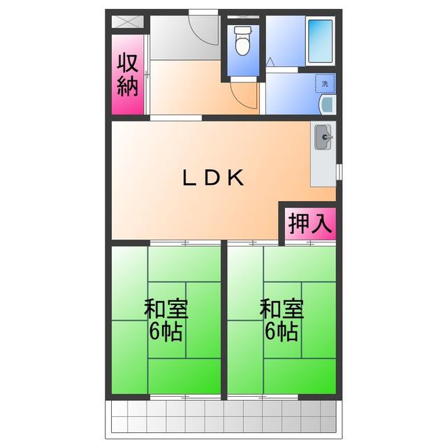 メロディコーポ岸和田(2LDK/3階)の間取り写真